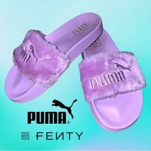 PUMA x Fenty by Rihanna Fur Slides Orchid Bloom Purple Womens 7.5‎ Faux Fur